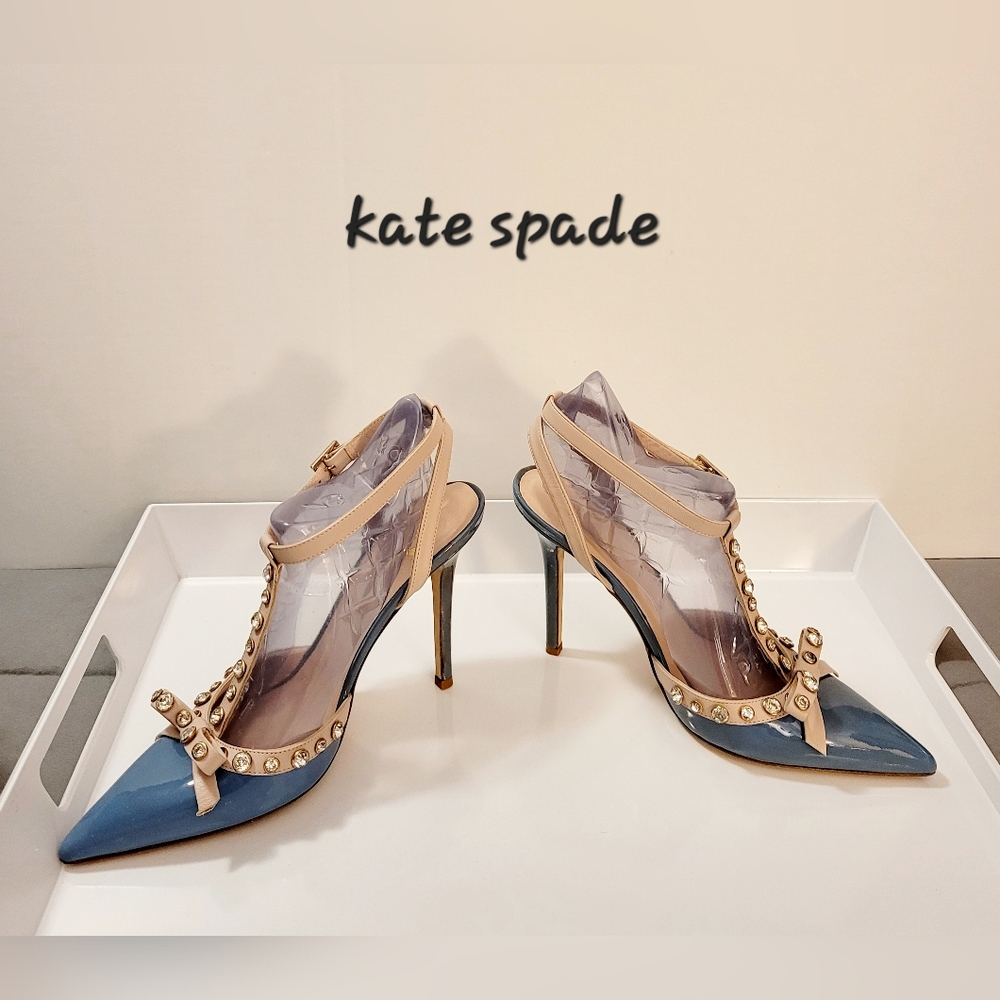 Kate spade Lydia t-strap bow heels blue